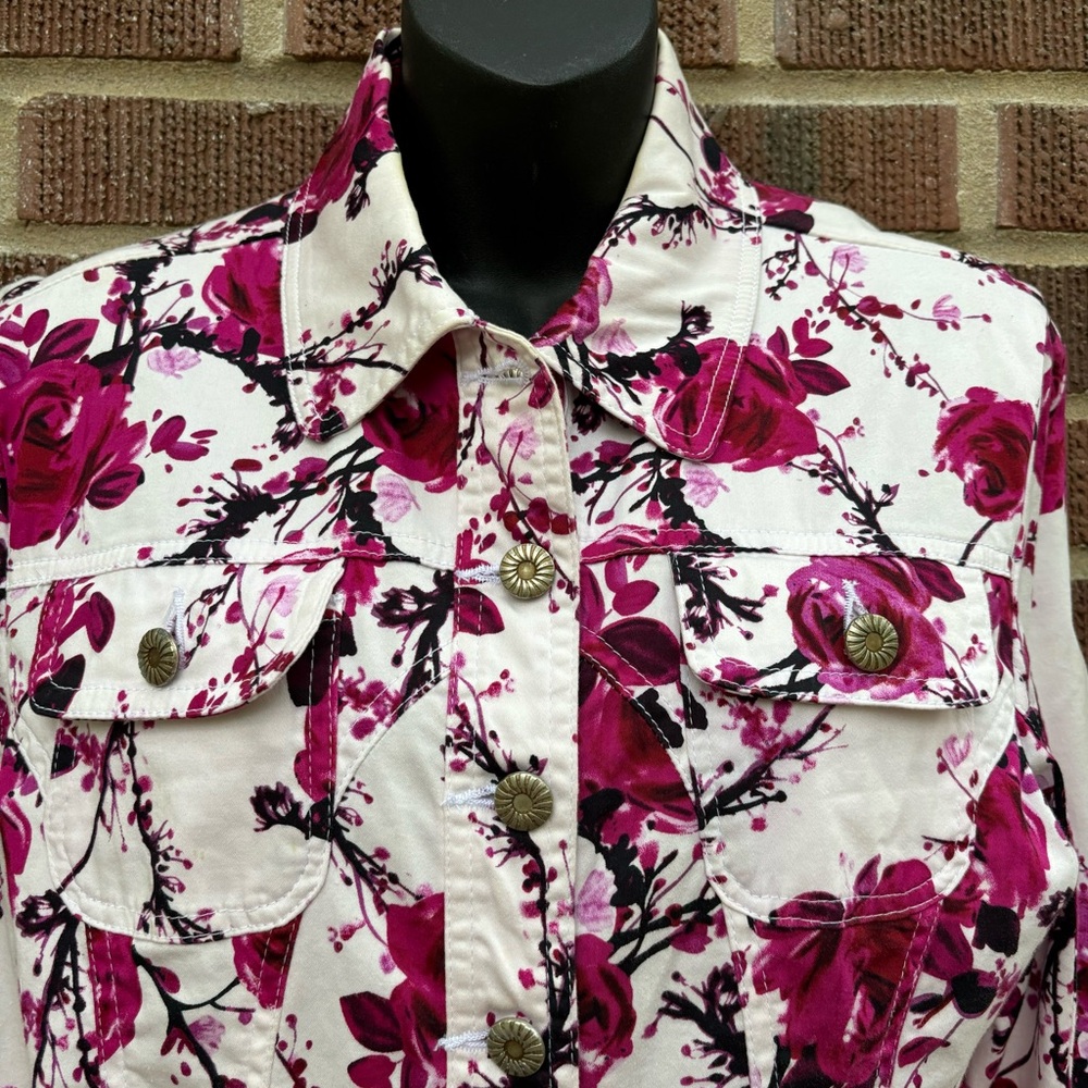 Live A Little Buttons White hot pick floral Jacket Size Small - Picture 3 of 6